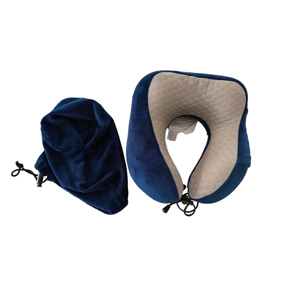 G-Force Memory Foam Travel Neck Pillow Navy Blue with Storage Bag 36008-BLUE